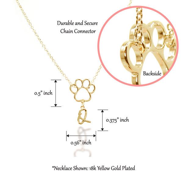 Cat Face/Paw with Personalized, Initial Letter Necklace
