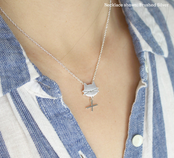 Cat Face/Paw with Personalized, Initial Letter Necklace