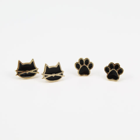 Cat Earring black gold for kids