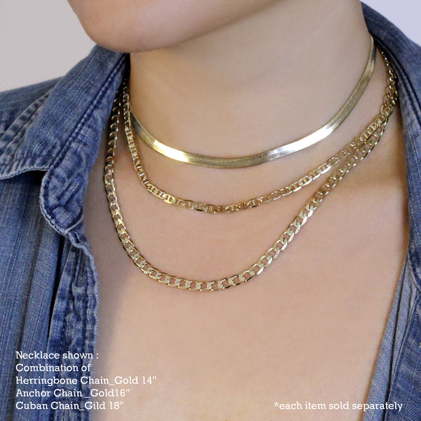 Herringbone Necklace / 18K Gold Plated