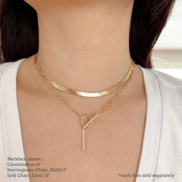 Herringbone Necklace / 18K Gold Plated