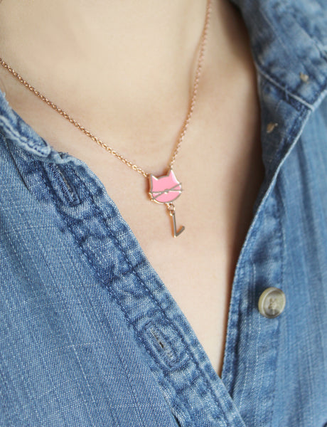 Personalized Initial Letter Necklace - Rose Gold & Pink