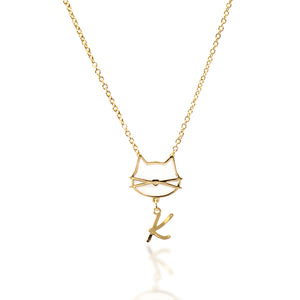 Personalized Initial Letter Necklace - Gold & White