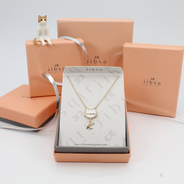 Personalized Initial Letter Necklace - Gold & White