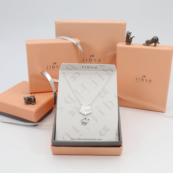 Personalized Initial Letter Necklace - Silver & White