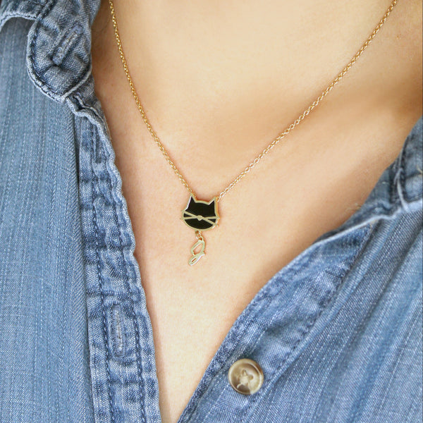 Personalized Initial Letter Necklace - Gold & Black